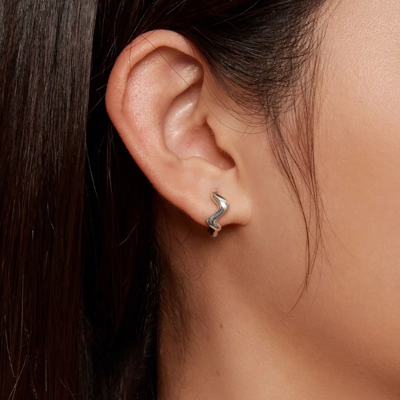 (image pour) Boucles d'oreilles en forme de vague de style Pandora - SCE1624 - Afficher 3