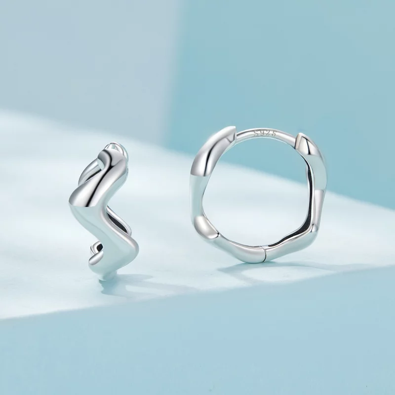 (image pour) Boucles d'oreilles en forme de vague de style Pandora - SCE1624 - Afficher 2