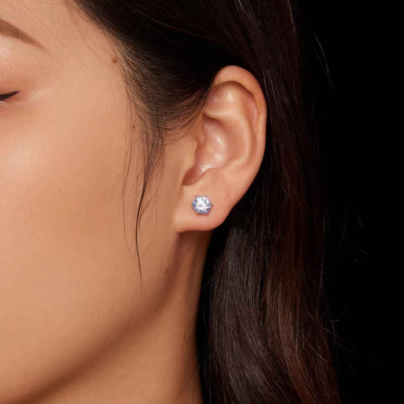 (image pour) Boucles d'oreilles en moissanite de style Pandora avec aquamarine - MSE025-LLB - Afficher 3