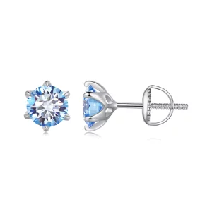 (image pour) Boucles d'oreilles en moissanite de style Pandora avec aquamarine - MSE025-LLB