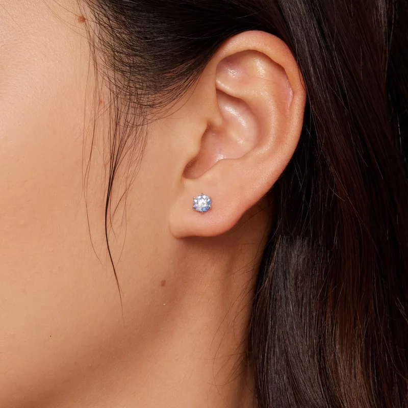 (image pour) Boucles d'oreilles en style Pandora avec Moissanite Aquamarine - MSE025-SLB - Afficher 3
