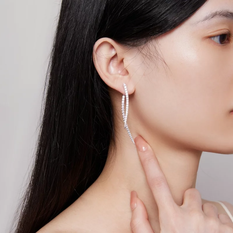 (image pour) Boucles d'oreilles longues à pampille intelligente de style Pandora - YIE227 - Afficher 8