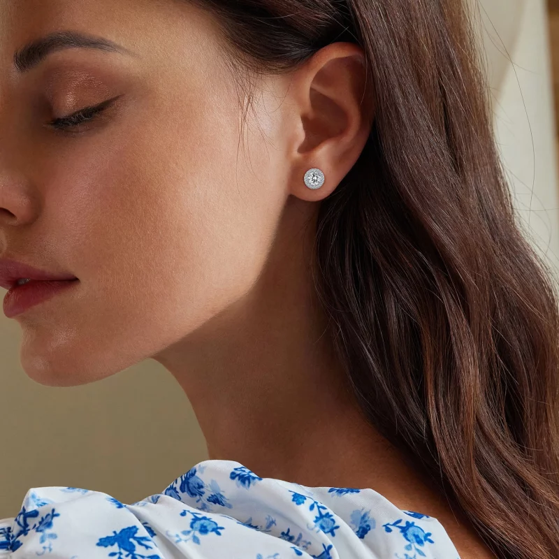 (image pour) Boucles d'oreilles luxueuses légères de style Pandora - BSE893 - Afficher 5