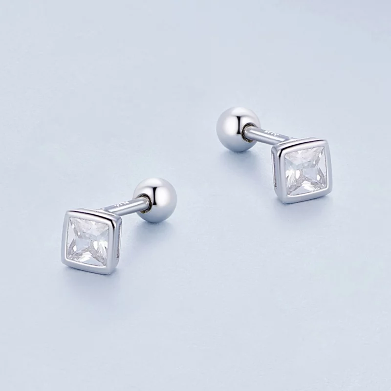 (image pour) Boucles d'oreilles miniatures style Pandora avec zircone princesses - BSE885-S - Afficher 3