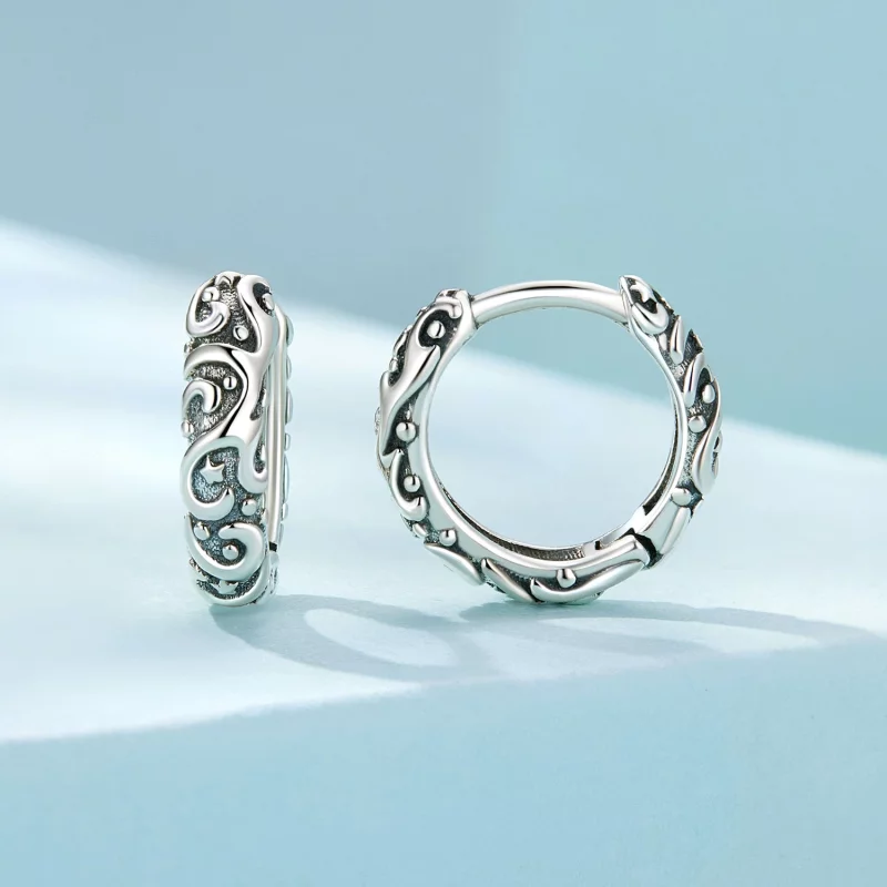 (image pour) Boucles d'oreilles à motifs rétro de style Pandora - SCE1659 - Afficher 2