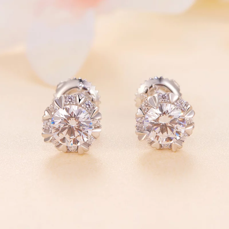 (image pour) Boucles d'oreilles Pandora Style Exquisite Moissanite Studs (Deux Certificats) - - Afficher 2