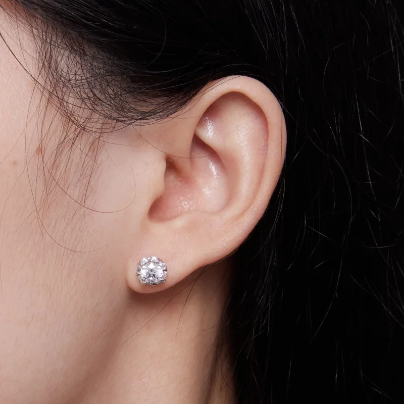 (image pour) Boucles d'oreilles Pandora Style Exquisite Moissanite Studs (Deux Certificats) - - Afficher 5