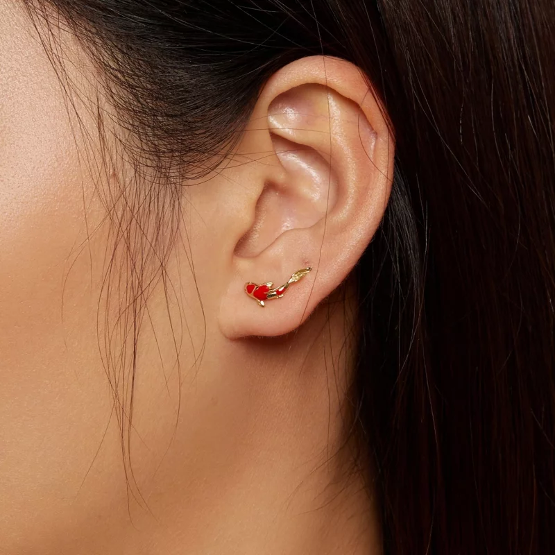 (image pour) Boucles d'oreilles Pandora Style Koi dorées à studs en argent - SCE812-B - Afficher 5