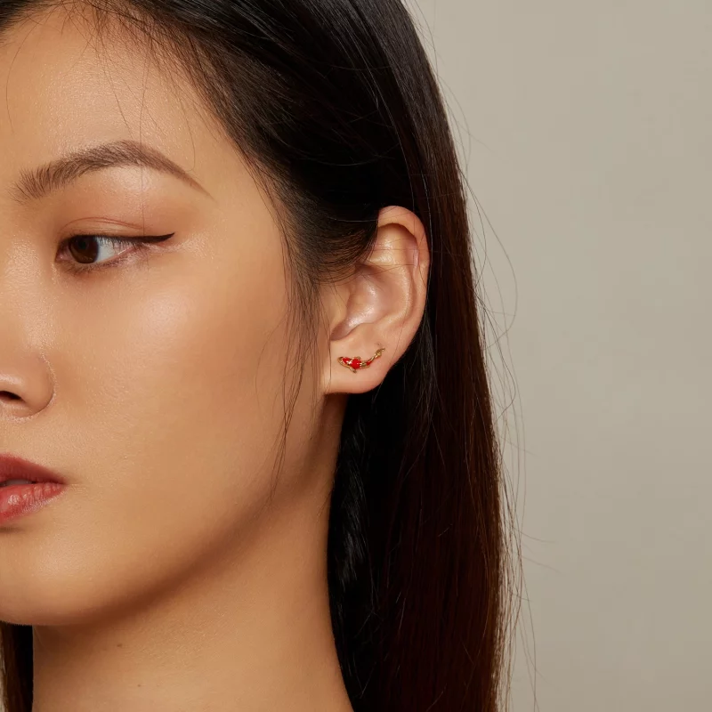 (image pour) Boucles d'oreilles Pandora Style Koi dorées à studs en argent - SCE812-B - Afficher 6