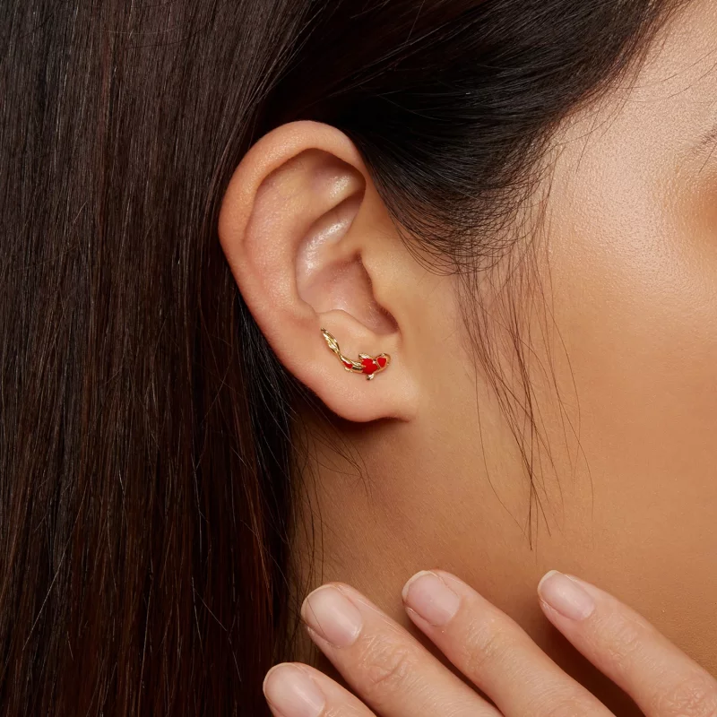 (image pour) Boucles d'oreilles Pandora Style Koi dorées à studs en argent - SCE812-B - Afficher 7