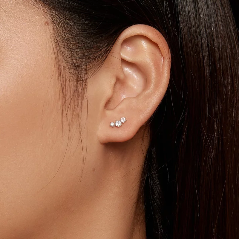 (image pour) Boucles d'oreilles Pandora Style Moissanite Studs (Un Certificat) - MSE034 - Afficher 6