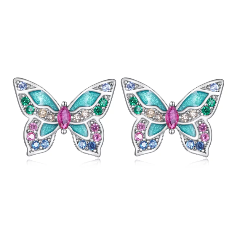 (image pour) Boucles d'oreilles papillon style Pandora - BSE807 - Afficher 3