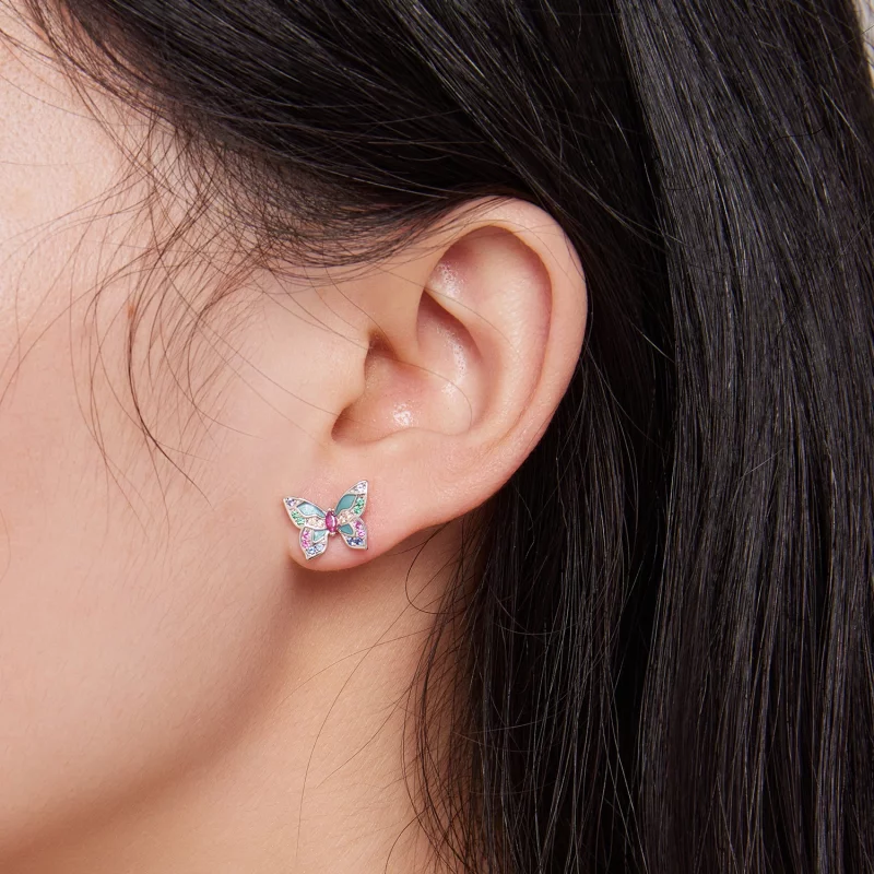 (image pour) Boucles d'oreilles papillon style Pandora - BSE807 - Afficher 6