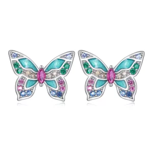 (image pour) Boucles d'oreilles papillon style Pandora - BSE807