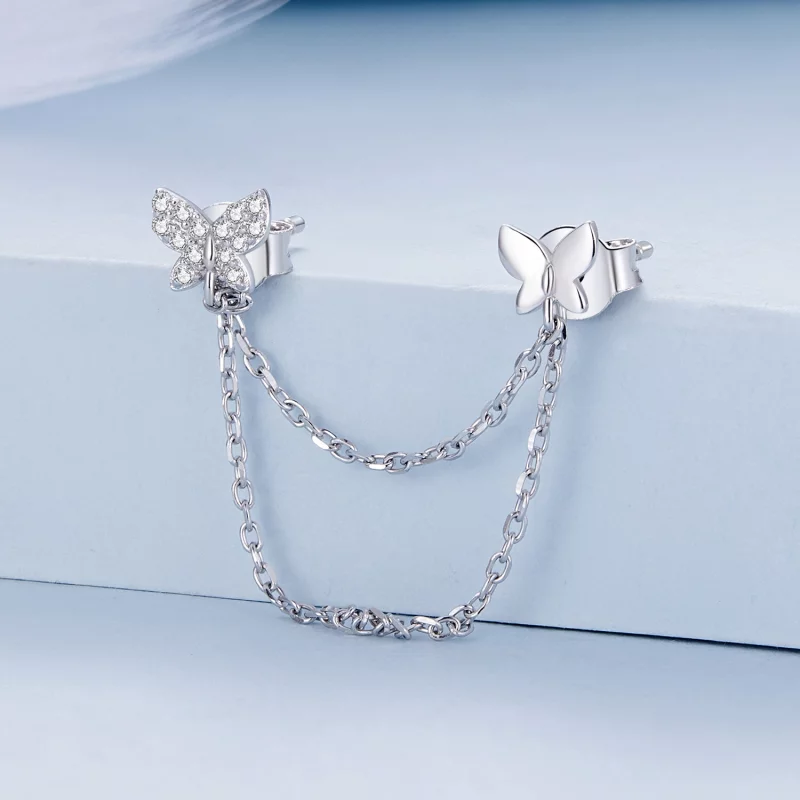 (image pour) Boucles d'oreilles papillon style Pandora - BSE876 - Afficher 2