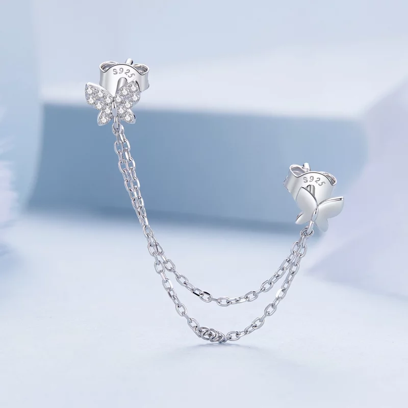 (image pour) Boucles d'oreilles papillon style Pandora - BSE876 - Afficher 3