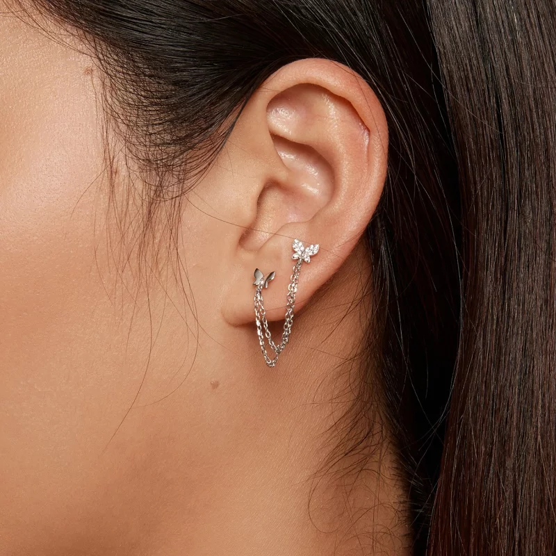 (image pour) Boucles d'oreilles papillon style Pandora - BSE876 - Afficher 5