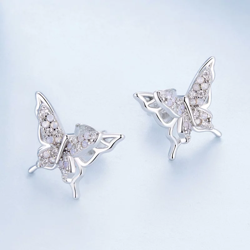(image pour) Boucles d'oreilles papillon style Pandora - BSE910 - Afficher 3