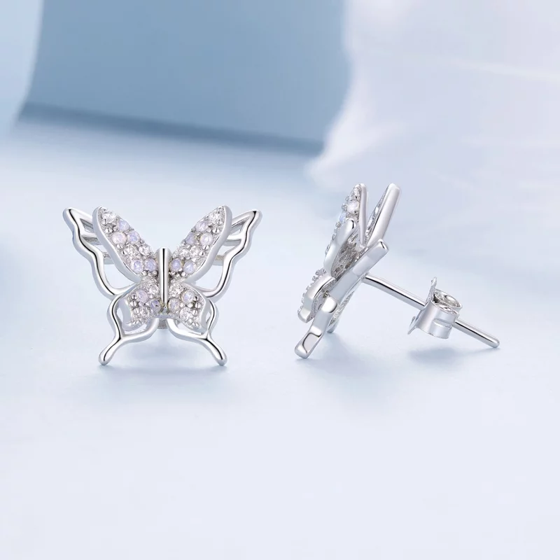 (image pour) Boucles d'oreilles papillon style Pandora - BSE910 - Afficher 4