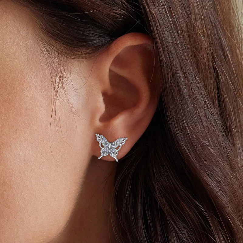 (image pour) Boucles d'oreilles papillon style Pandora - BSE910 - Afficher 6