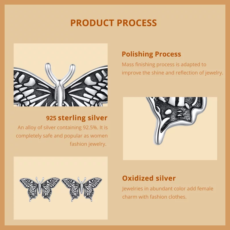 (image pour) Boucles d'oreilles papillon style Pandora - SCE1637 - Afficher 8