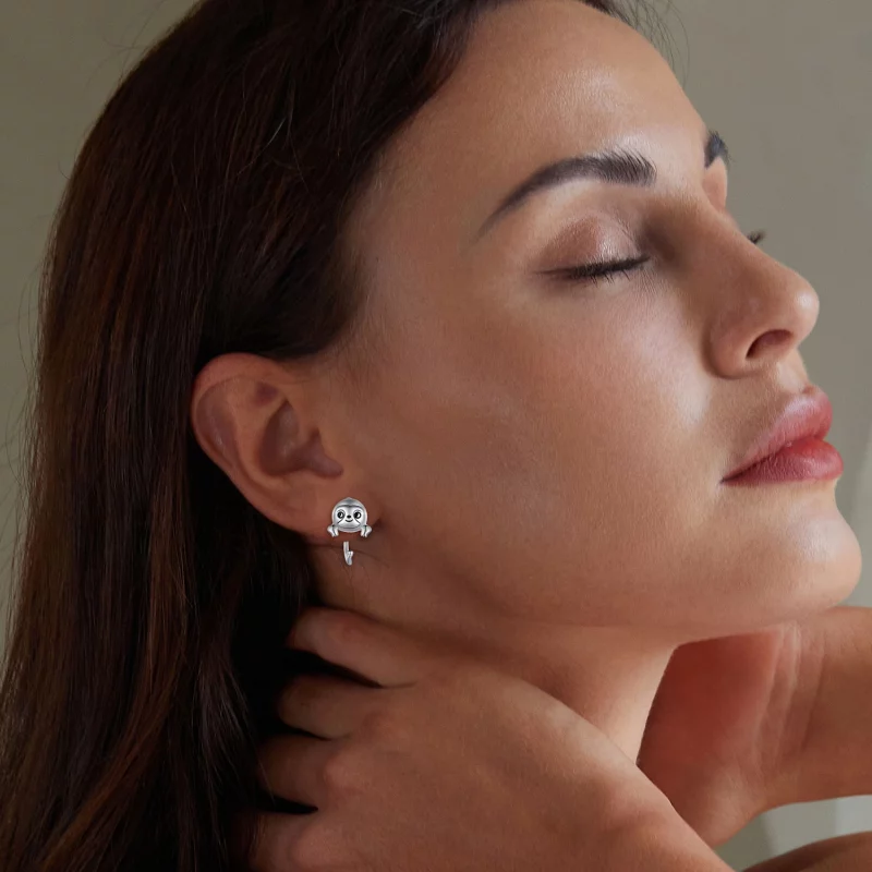 (image pour) Boucles d'oreilles pendantes de style Pandora avec des motifs de paresseux - SCE - Afficher 6