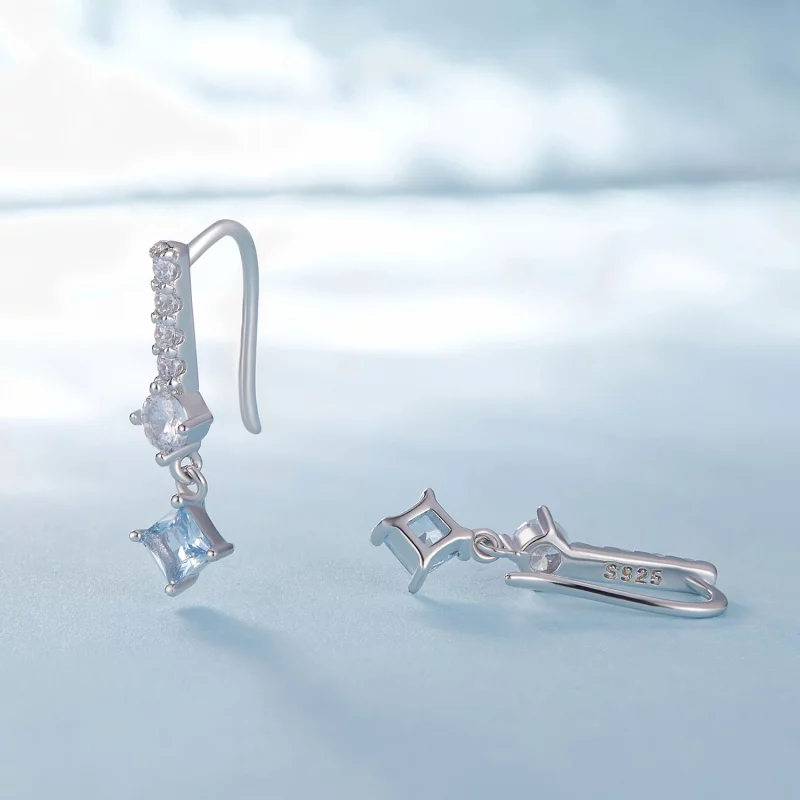 (image pour) Boucles d'oreilles pendantes en pierre de style Pandora - SCE1586 - Afficher 2