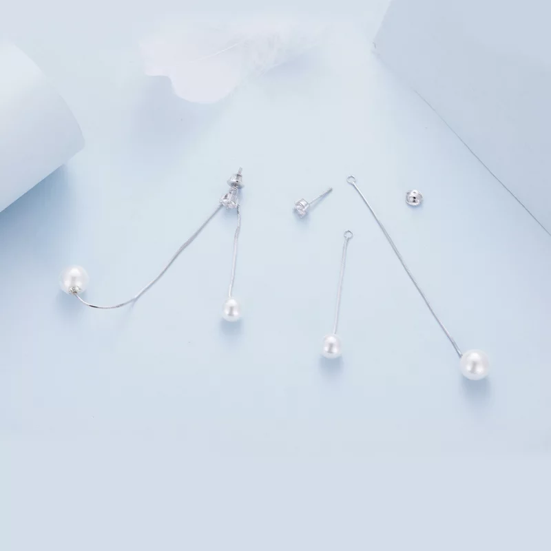 (image pour) Boucles d'oreilles pendantes à perles style Pandora avec pompon - BSE890 - Afficher 4
