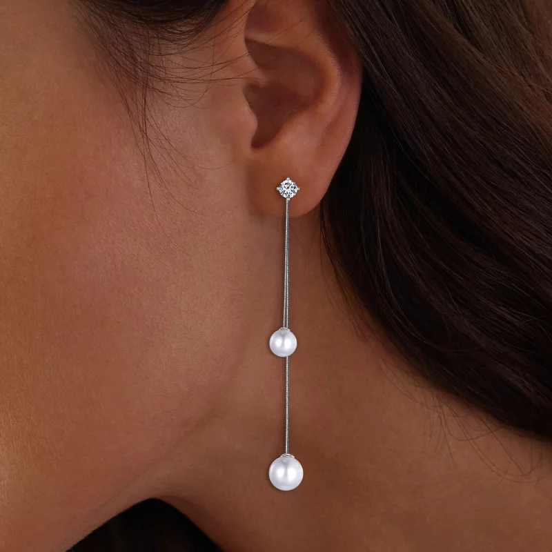 (image pour) Boucles d'oreilles pendantes à perles style Pandora avec pompon - BSE890 - Afficher 6