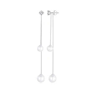 (image pour) Boucles d'oreilles pendantes à perles style Pandora avec pompon - BSE890