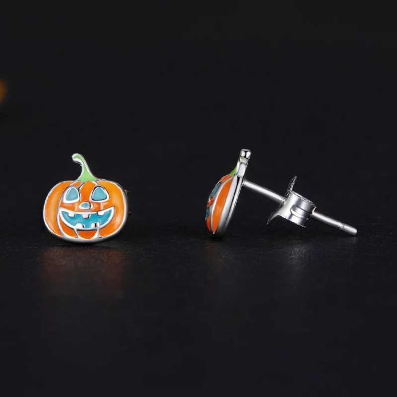 (image pour) Boucles d'oreilles personnalisées style Pandora en forme de citrouille phosphore - Afficher 4