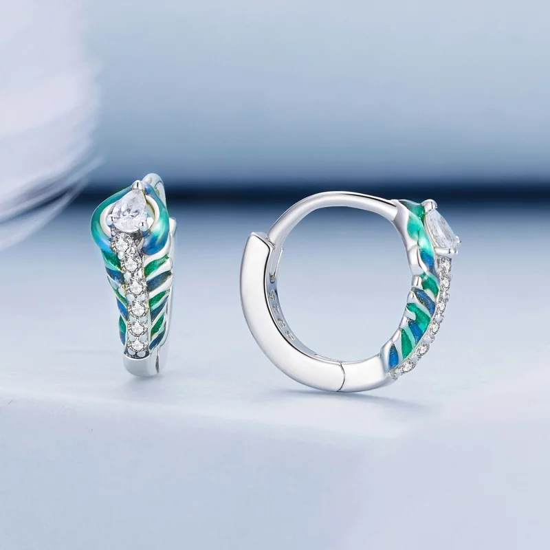 (image pour) Boucles d'oreilles à plumes de style Pandora - BSE882 - Afficher 2