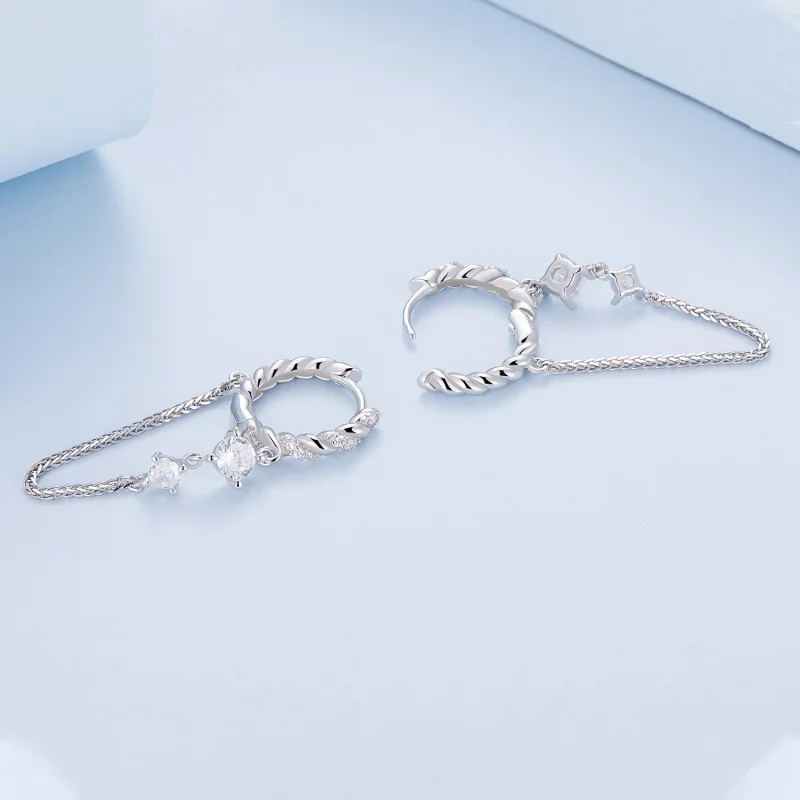(image pour) Boucles d'oreilles à pompon exquis de style Pandora - BSE822 - Afficher 3