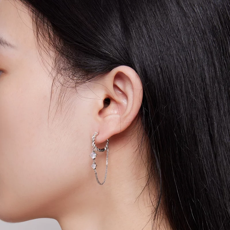(image pour) Boucles d'oreilles à pompon exquis de style Pandora - BSE822 - Afficher 5