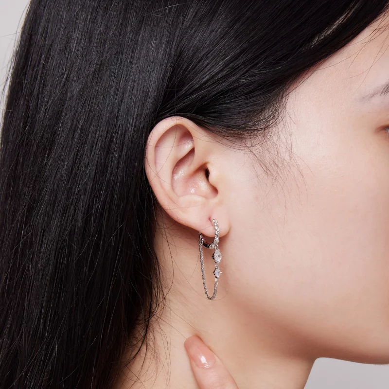(image pour) Boucles d'oreilles à pompon exquis de style Pandora - BSE822 - Afficher 6