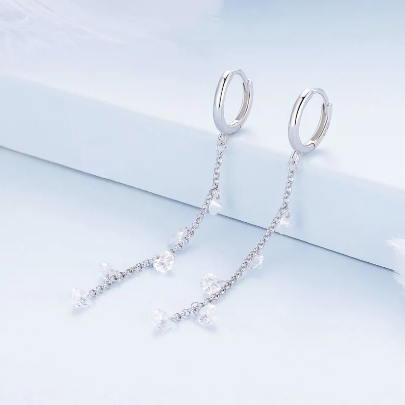 (image pour) Boucles d'oreilles à pompon intelligentes de style Pandora - BSE898 - Afficher 2