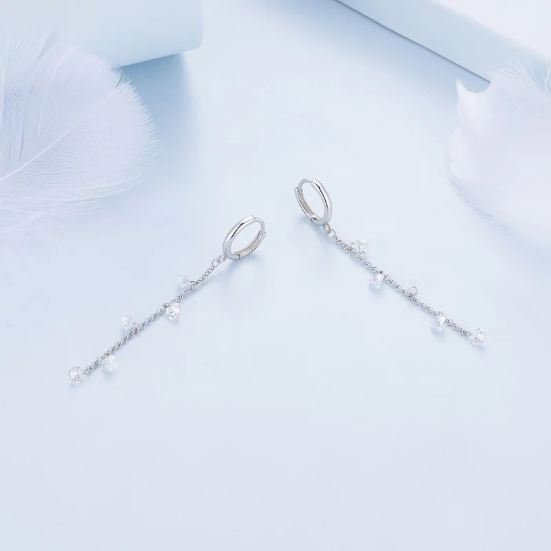 (image pour) Boucles d'oreilles à pompon intelligentes de style Pandora - BSE898 - Afficher 3