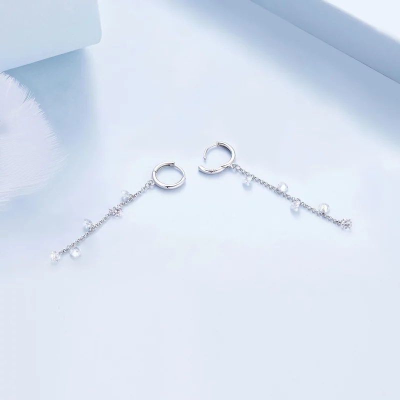 (image pour) Boucles d'oreilles à pompon intelligentes de style Pandora - BSE898 - Afficher 4