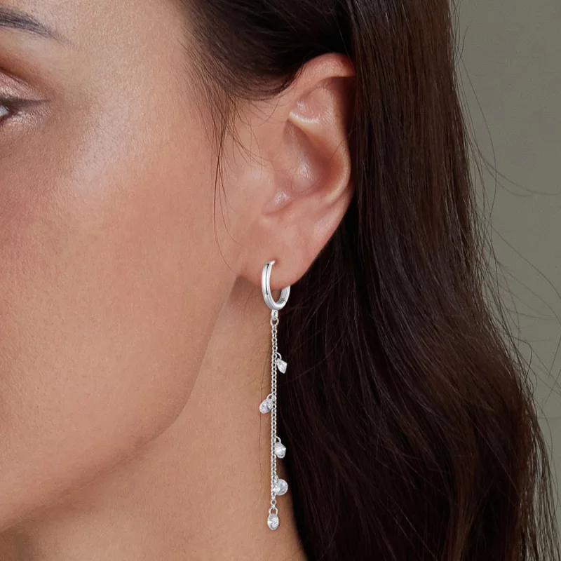 (image pour) Boucles d'oreilles à pompon intelligentes de style Pandora - BSE898 - Afficher 6