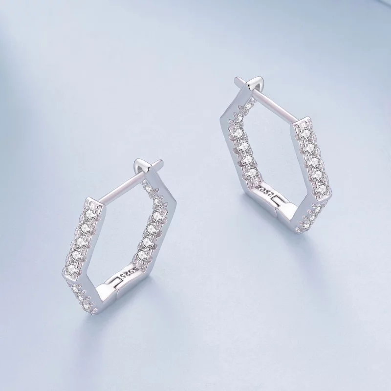 (image pour) Boucles d'oreilles à six côtés de style Pandora - BSE917 - Afficher 3