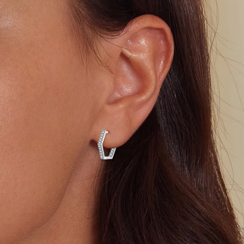 (image pour) Boucles d'oreilles à six côtés de style Pandora - BSE917 - Afficher 5
