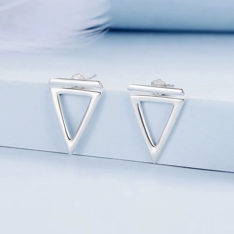 (image pour) Boucles d'oreilles studes de style Pandora en forme de triangle - BSE900 - Afficher 2