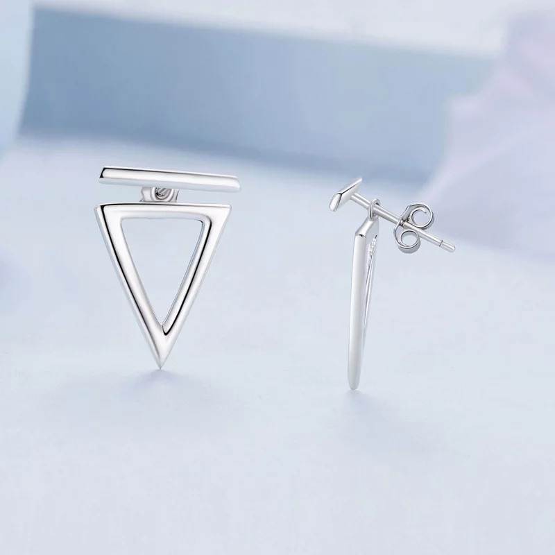 (image pour) Boucles d'oreilles studes de style Pandora en forme de triangle - BSE900 - Afficher 3