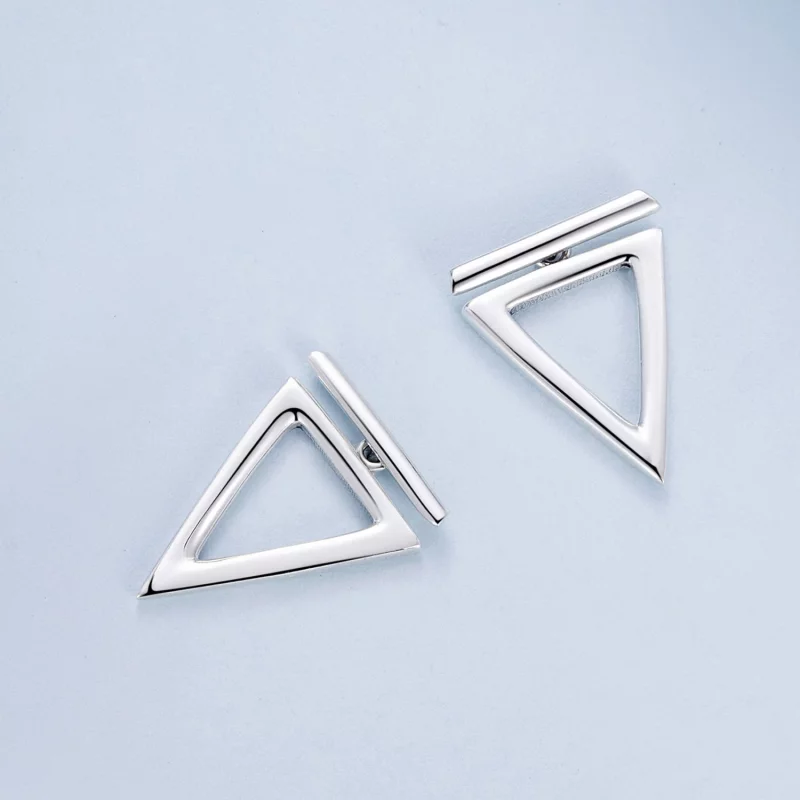 (image pour) Boucles d'oreilles studes de style Pandora en forme de triangle - BSE900 - Afficher 4