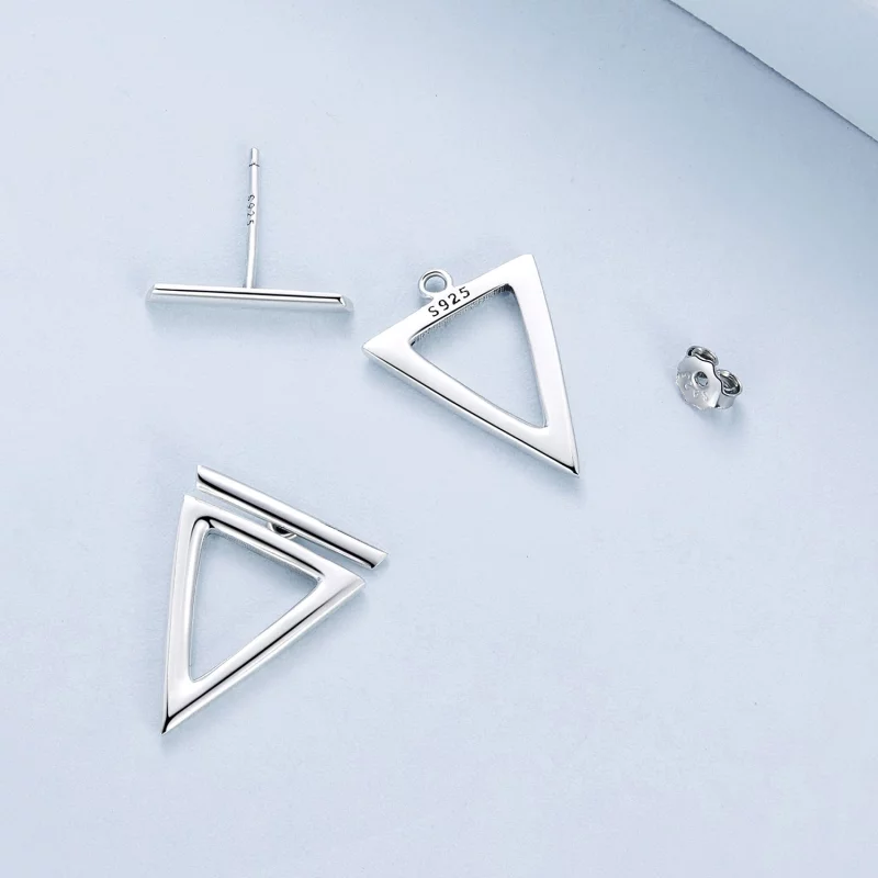 (image pour) Boucles d'oreilles studes de style Pandora en forme de triangle - BSE900 - Afficher 5