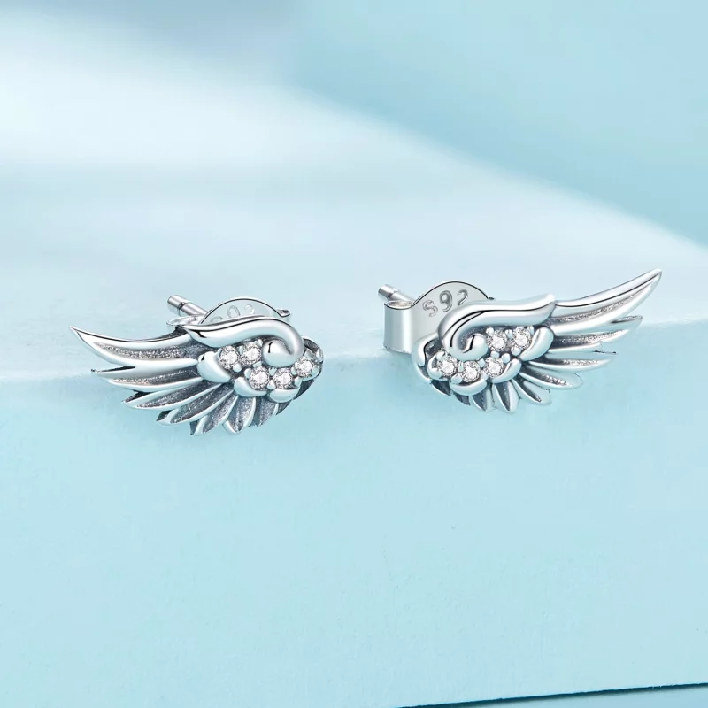 (image pour) Boucles d'oreilles style Pandora avec ailes d'ange - SCE1579 - Afficher 2