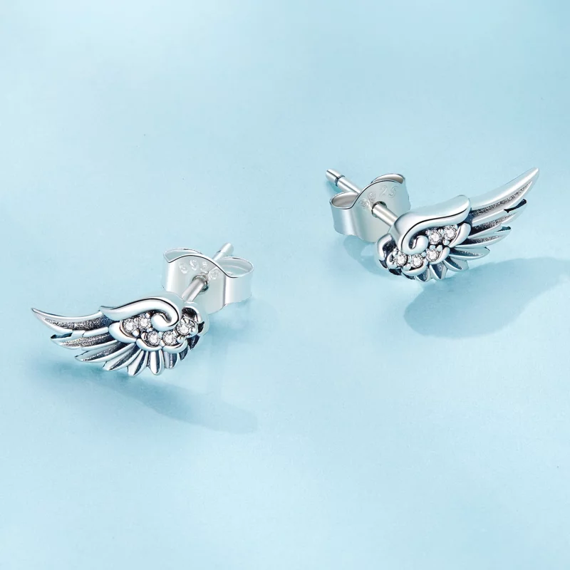 (image pour) Boucles d'oreilles style Pandora avec ailes d'ange - SCE1579 - Afficher 4