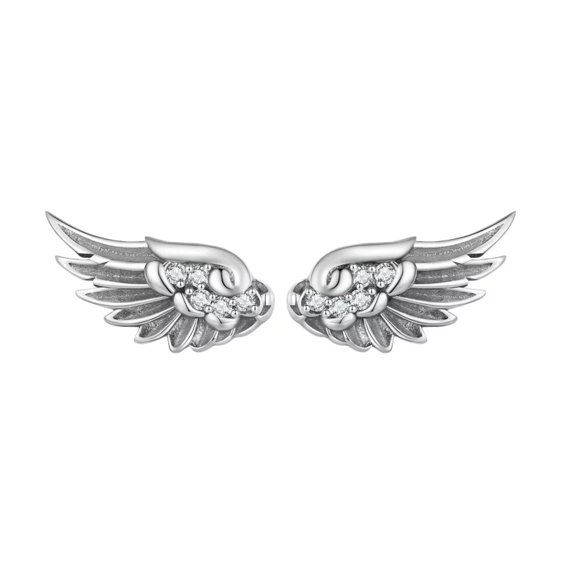(image pour) Boucles d'oreilles style Pandora avec ailes d'ange - SCE1579