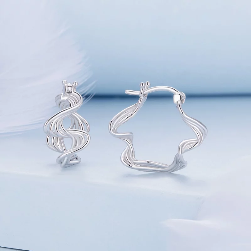 (image pour) Boucles d'oreilles à style Pandora avec des vagues - BSE907 - Afficher 2