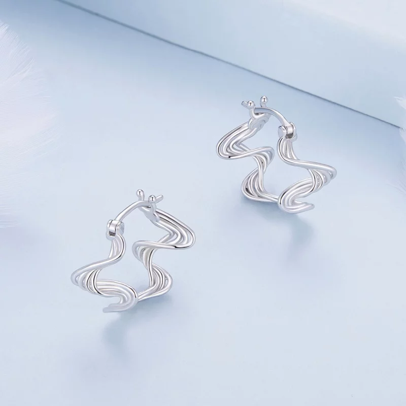 (image pour) Boucles d'oreilles à style Pandora avec des vagues - BSE907 - Afficher 3